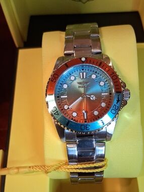 Invicta Pro Diver Lady Watch Model 50955 Orange, Light Blue, Steel New With Box